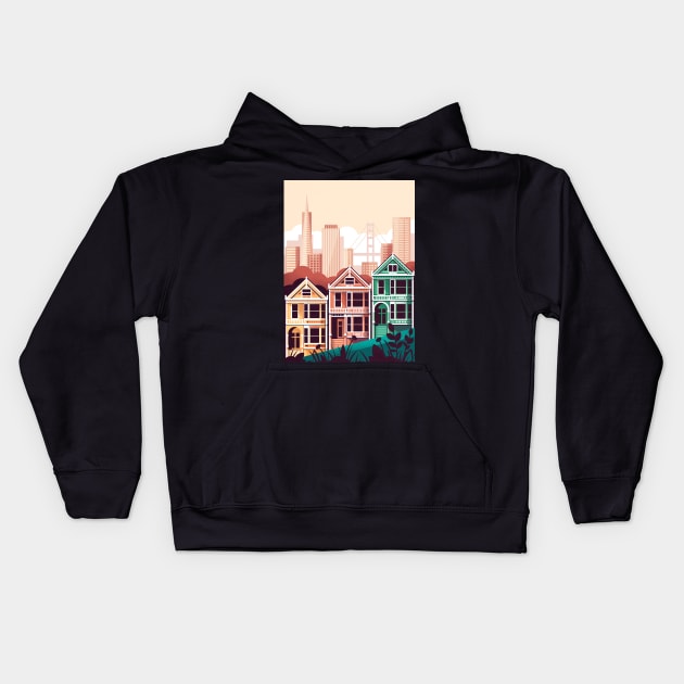 San Francisco View Kids Hoodie by lanaxxart